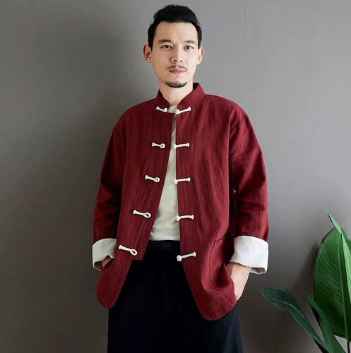 中国风复古对襟衣苎麻盘扣唐装