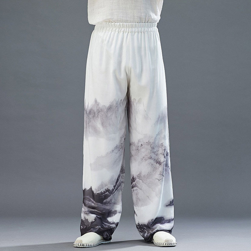 中国风水墨山水汉服阔腿裤