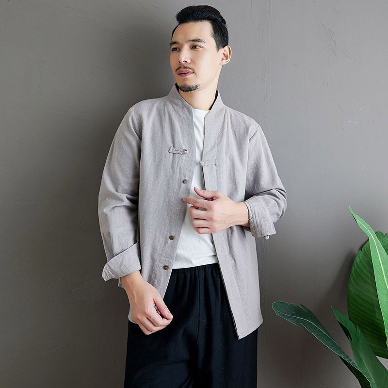 国风复古苎麻衬衫茶服