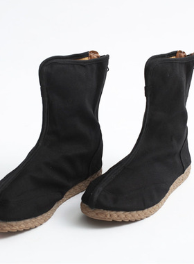 棉麻男单靴透气舒适平底鞋休闲布靴牛筋底民族风靴子棉布靴男女款