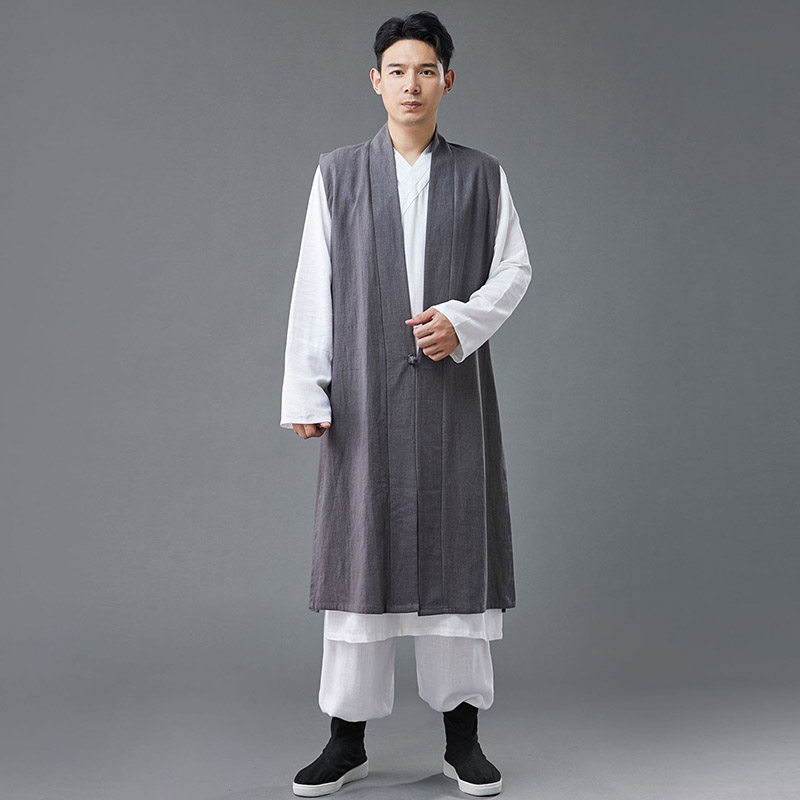 中国风纯麻长马甲国风汉服马甲