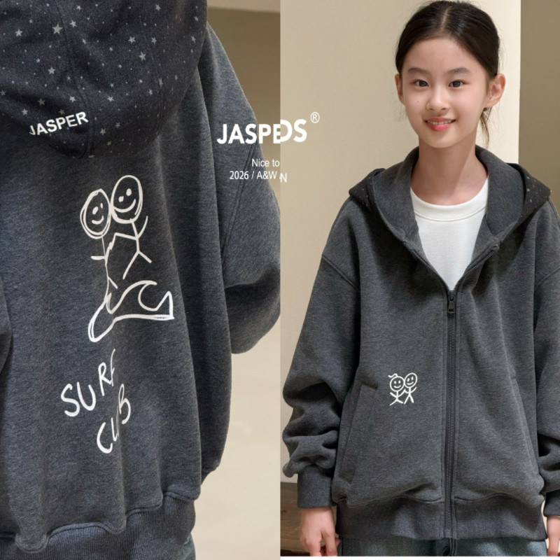 Jasper波拉韩国童装2026冬男女童韩版加绒卫衣外套中大童休闲上衣