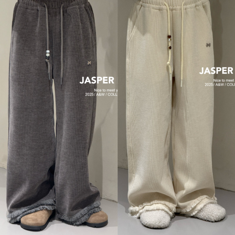 Jasper韩国波拉童装2025秋冬装女童韩版条绒直筒裤儿童休闲裤亲子