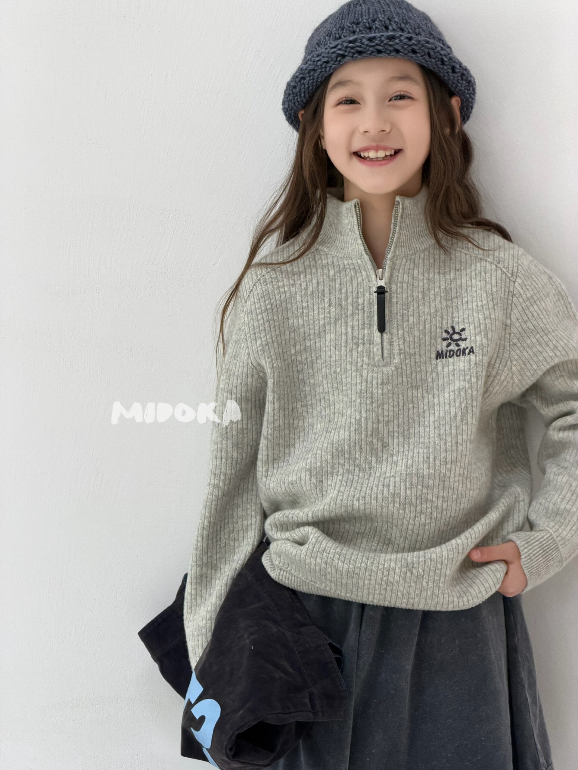 MIDOKA米多羊绒衫2026秋冬男女童半拉链羊毛针织衫波拉亲子毛衣潮