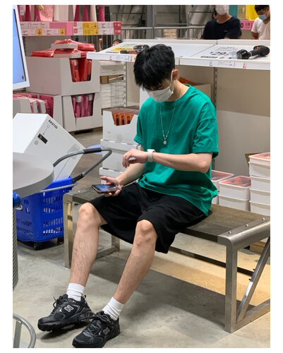okhao重磅绿色宽松短袖T