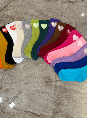 【桃心短袜】原创薄款情侣棉袜女秋季女袜春夏透气袜子百搭春秋棉