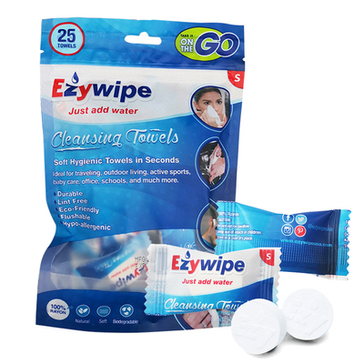 Ezywipe一次性压缩毛巾纯棉洗脸巾旅行糖果装便携式洁面小方巾