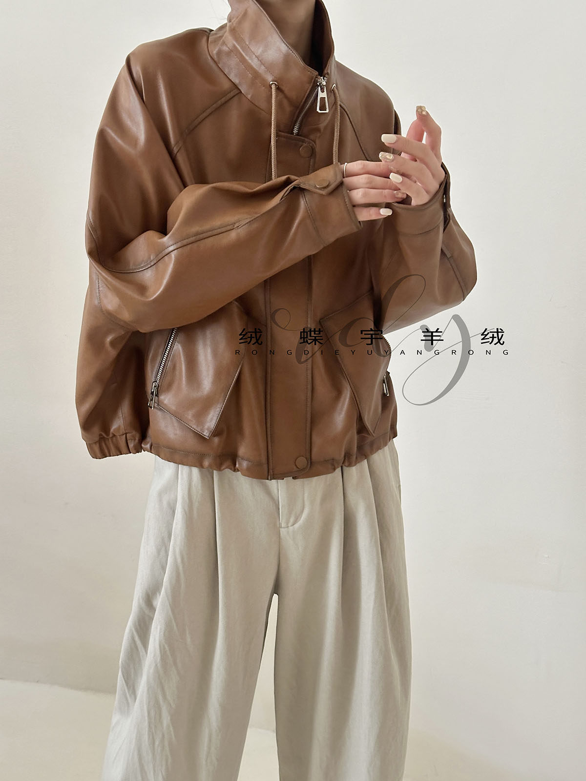真皮皮衣女短款2024秋新款海宁澳羊皮单皮夹克休闲宽松蝙蝠袖上衣