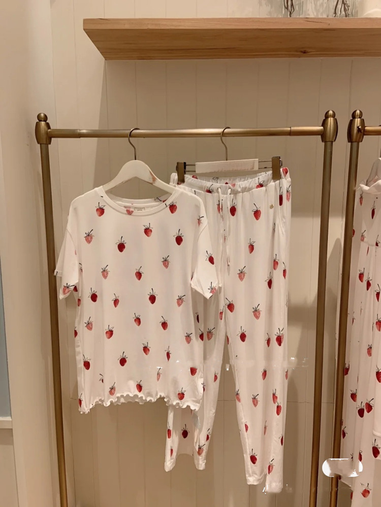 棉质甜美风短袖长裤两件套家居服