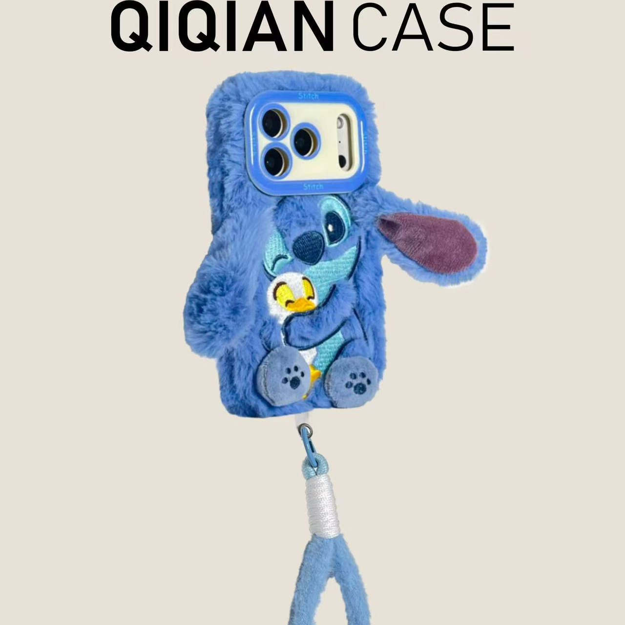 ins毛绒gt5/v70s/gt3史迪仔gt8pro/V30暖v60/OPPO真我gtneo7/6se手机壳手绳realme15/12/14/10s卡通V13v11