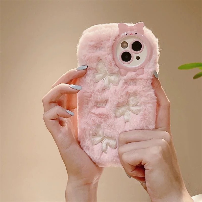 适用华为nova14蝴蝶结13/11/9se手机壳12pro毛绒magic8pro/5/7/6荣耀play8T/7t/6C/5t小清新x60i少女心x70i冬