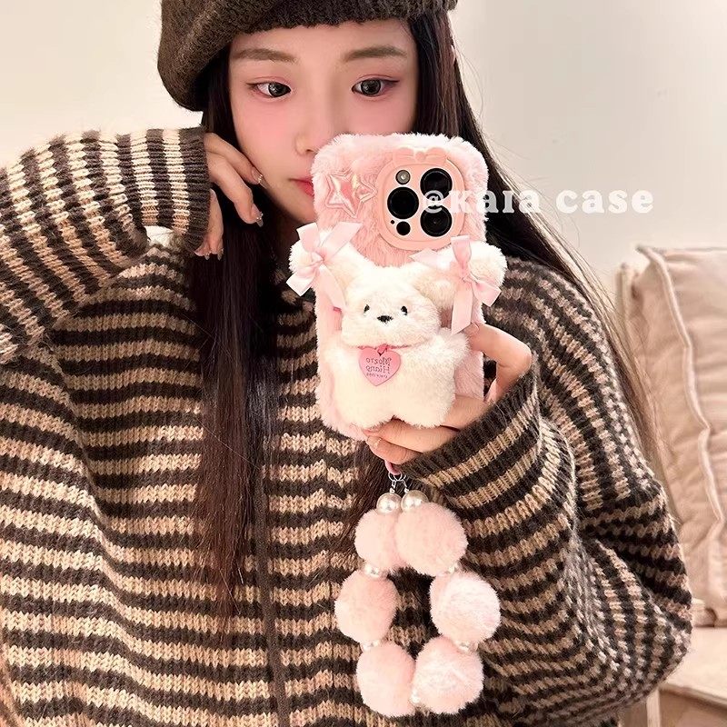 毛绒pura70少女mate70适用power华为300荣耀400pro/90gt/200手提手机壳gtpro畅享80/50plus畅玩40可爱60小狗