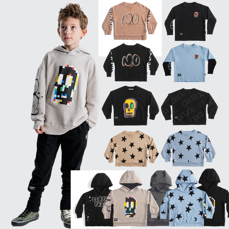 NUNUNU23松圆领长袖连帽卫衣上衣