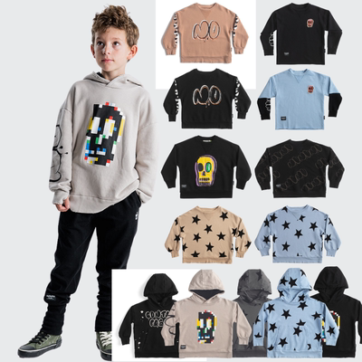 NUNUNU23松圆领长袖连帽卫衣上衣