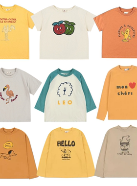 （清仓不退)韩国JELLY MALLOW男女儿童春夏季宽松圆领长袖T恤集合