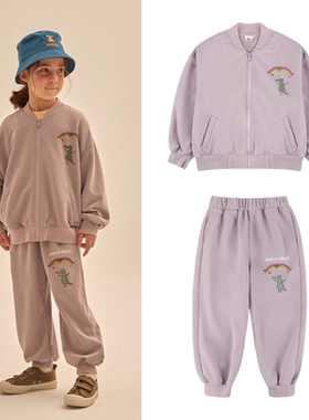 (清仓不退)韩国JELLY MALLOW22秋冬男女儿童紫色棒球服外套上衣