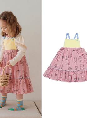 (现货)韩国PRANKSOME22春季女童洋气吊带连衣公主裙