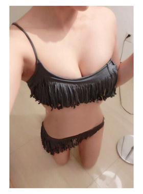 5折 单肩流苏比基尼三点式欧美性感高端女神泡温泉深灰纯色泳衣