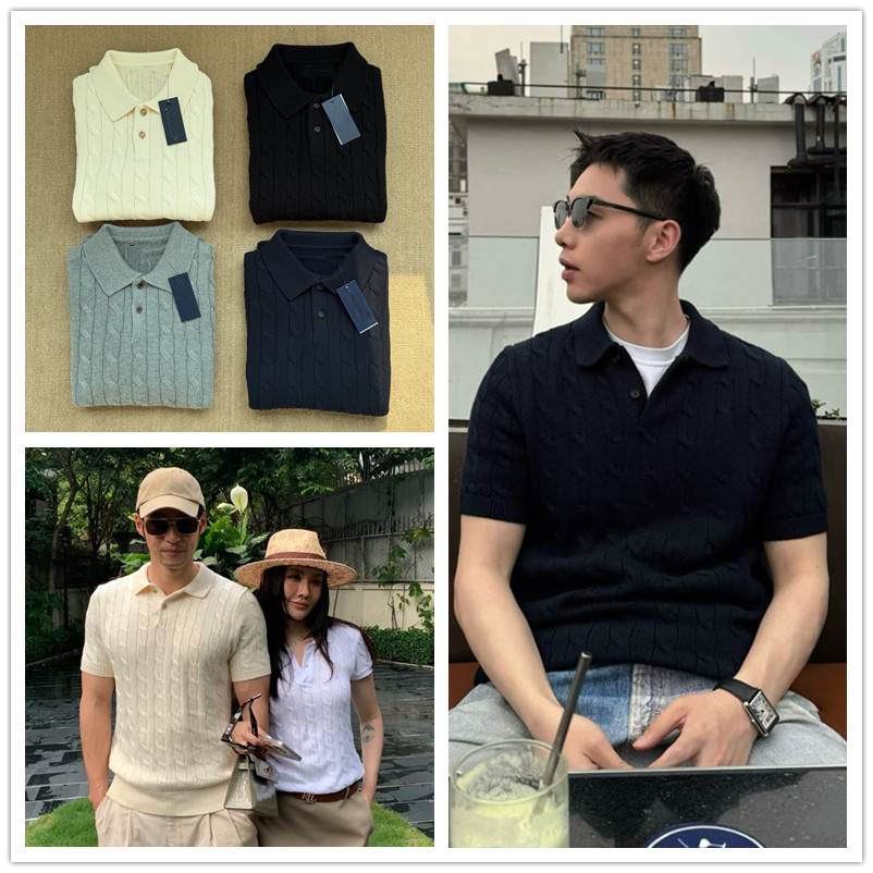 元~秋冬男款绞花短袖纯棉针织POLO衫~男士柔软麻花纯棉翻领毛衣图片