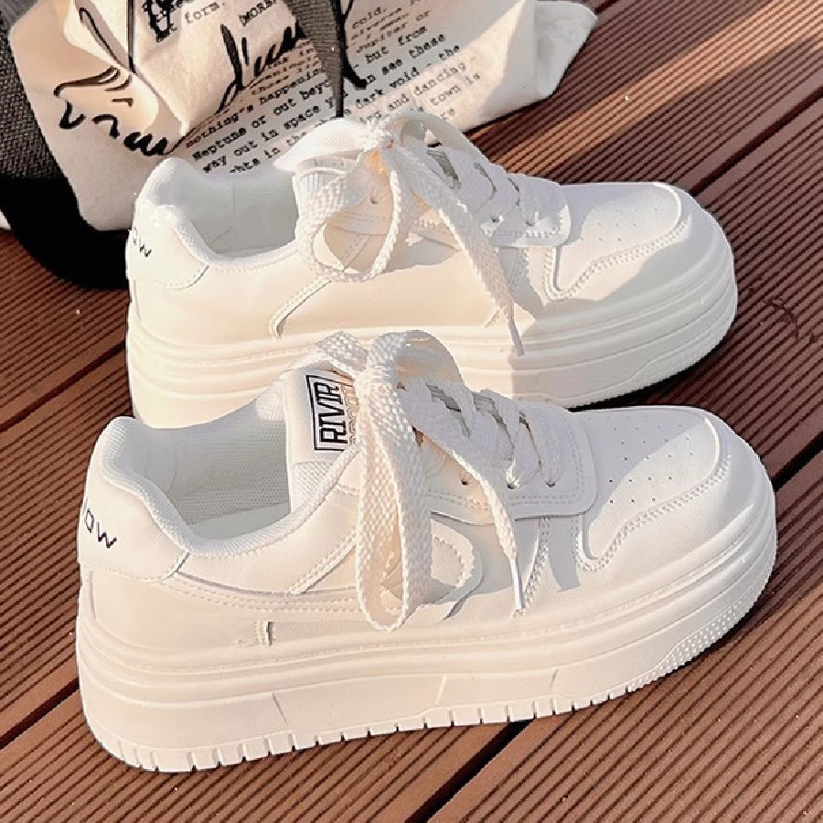 透气小白鞋女2025春秋新款百搭松糕厚底板鞋时尚休闲轻便运动女鞋