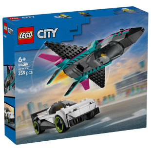 乐高城市系列60489战机跑车速度对决男女孩儿童礼物拼搭积木玩具