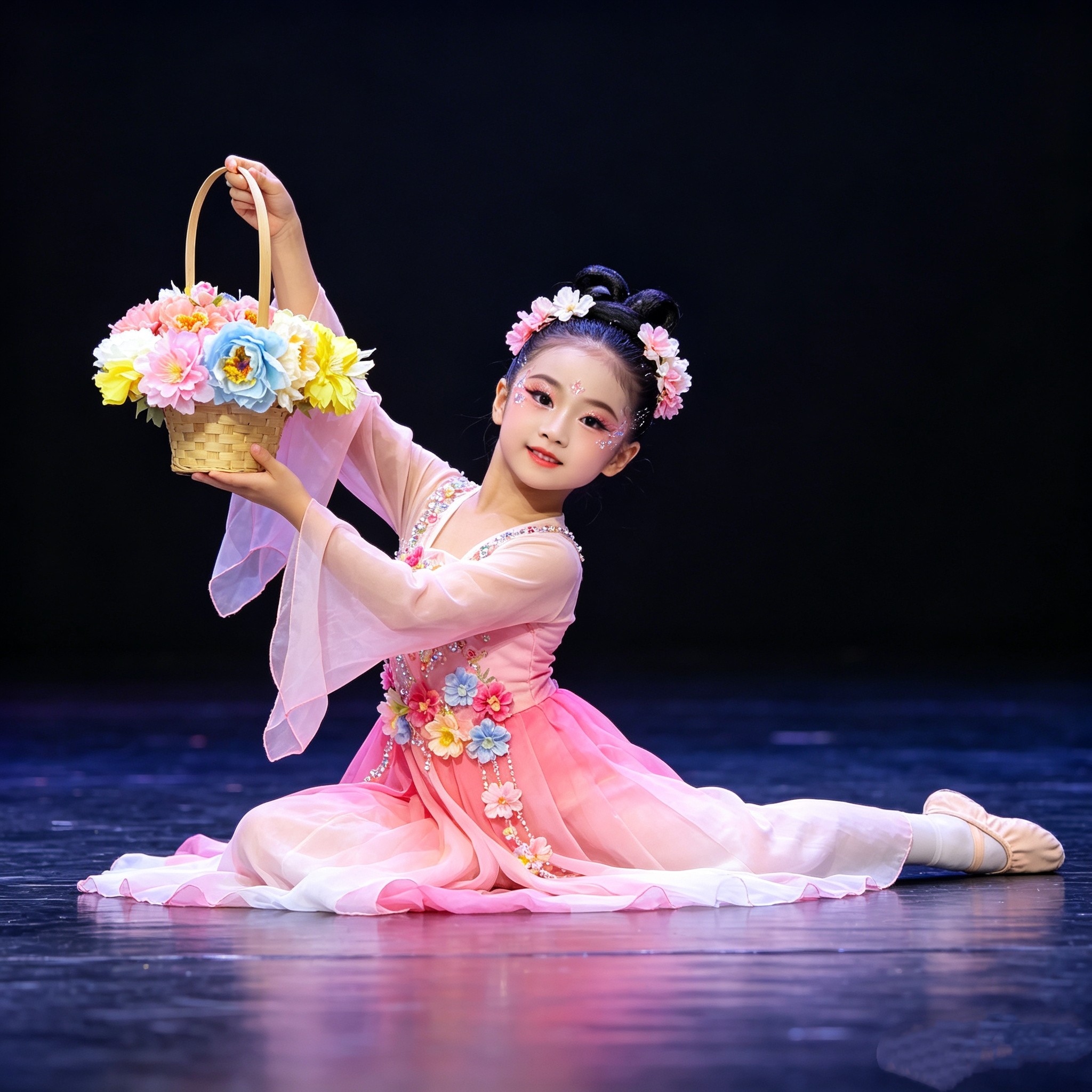 5. 六一儿童演出花篮古典舞汉服走秀道具簪花篮悦花朝舞蹈提手篮