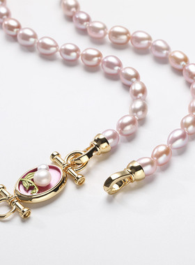 淡水珍珠项链OT爱心扣无核紫珠米