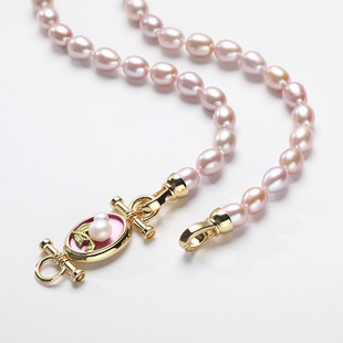 淡水珍珠项链OT爱心扣无核紫珠米形项链韩国版简约短款锁骨链颈链