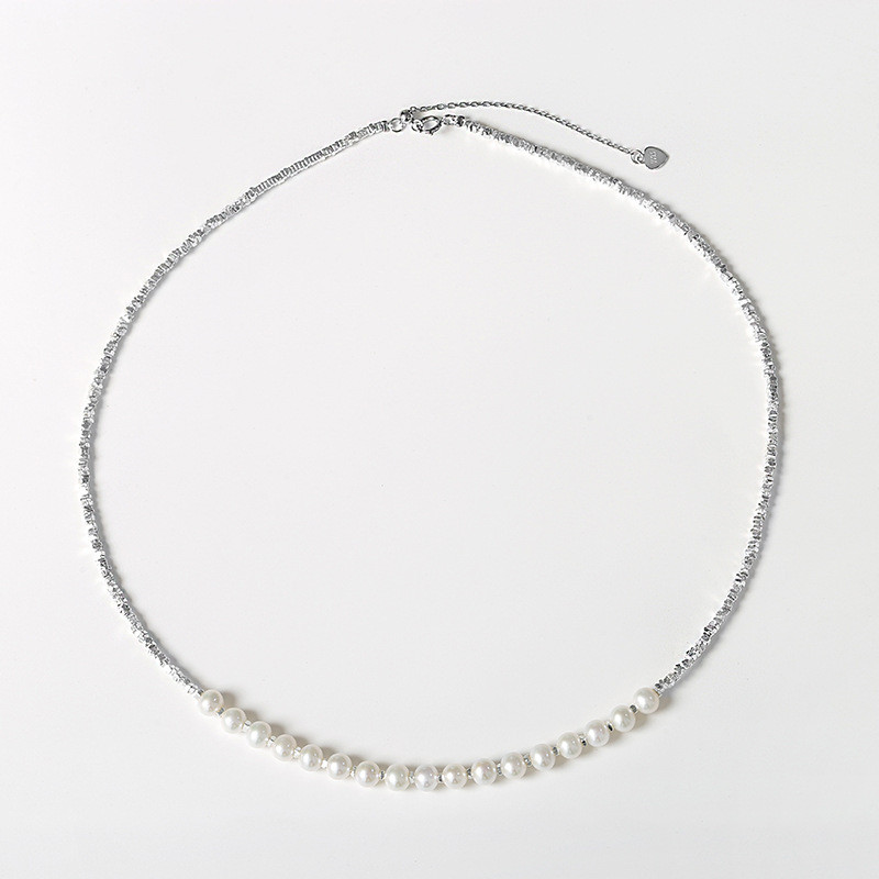 925银碎银几两淡水珍珠项链时尚