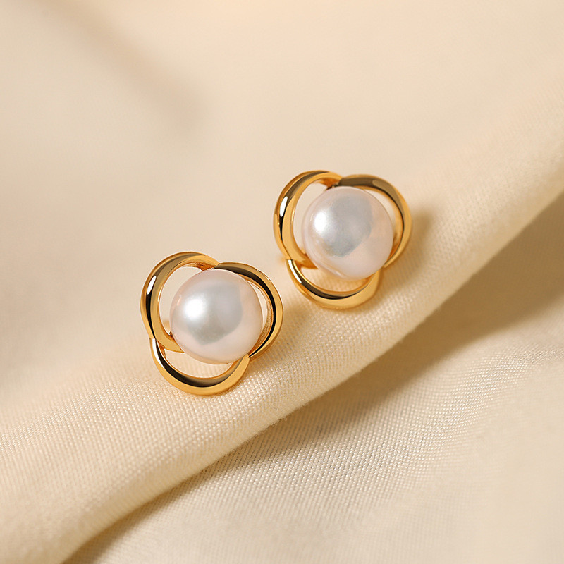 法式气质花朵耳饰女小众设计感时