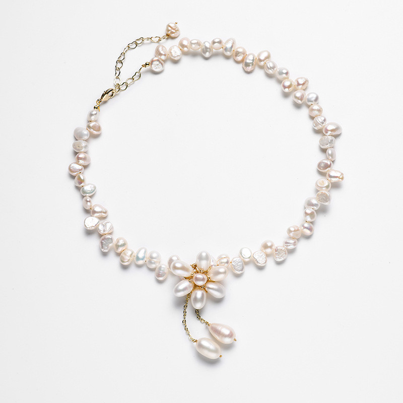 简约淡水珍珠项链耳环两件套时尚