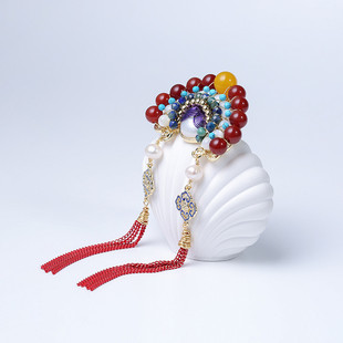 国潮风京剧脸谱刀马旦胸针新中式古典复古开衫扣淡水珍珠流苏胸花