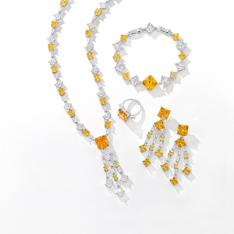 彩宝系列黄色水晶项链耳环手链戒