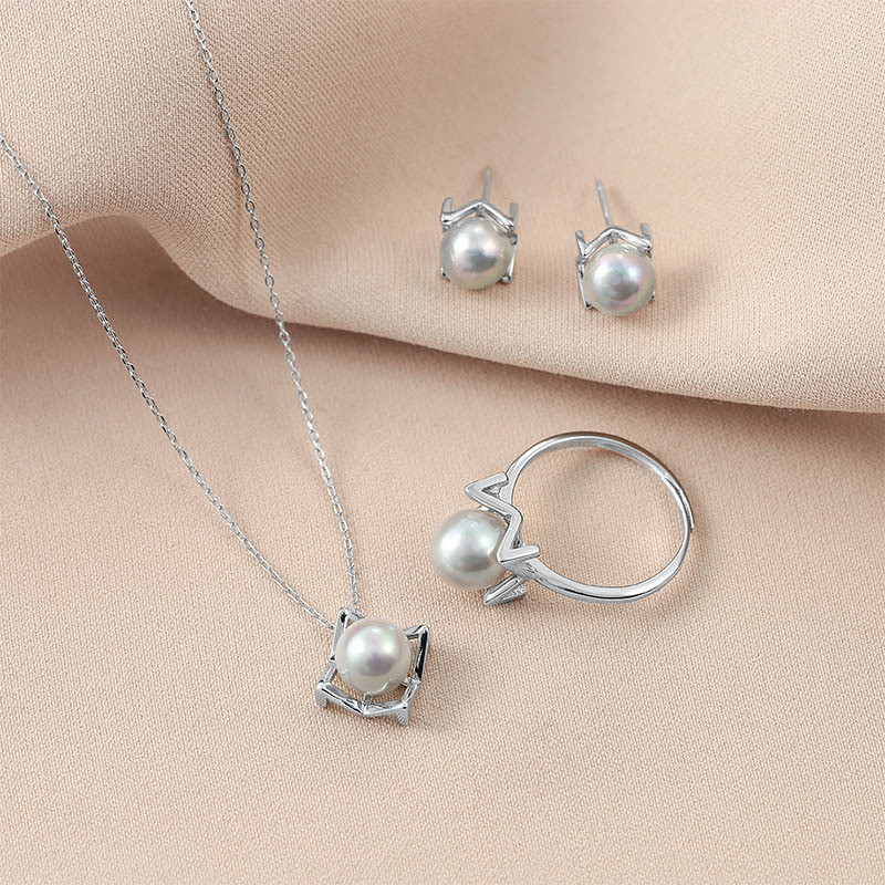 925纯银珍珠项链高级感吊坠戒指