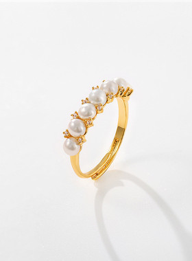 淡水珍珠戒指开口可调节简约指环