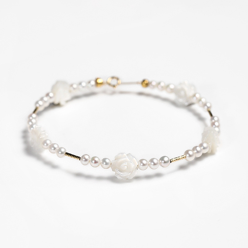 18K金简约淡水珍珠短款项链手链