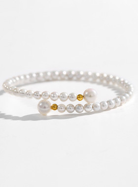 18K金淡水珍珠简约手镯4-7点位高