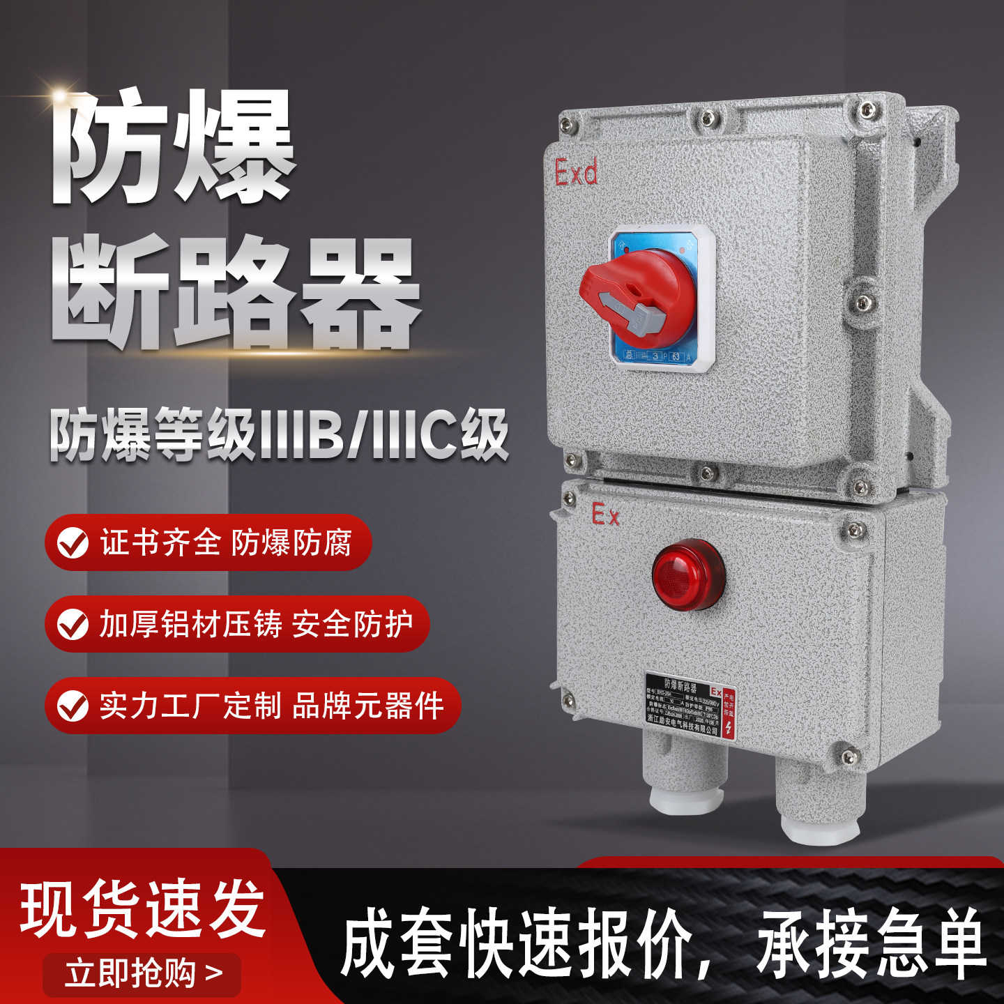 防爆断路器10A16A20A32A40A63A100A防爆配电箱380V2P3P4P漏电开关 - 实物图