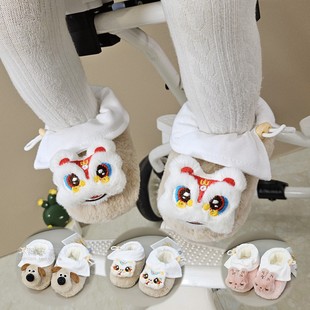 婴儿鞋 子男女宝宝学步鞋 袜不掉0 12个月 加绒软底新生儿鞋 秋冬款