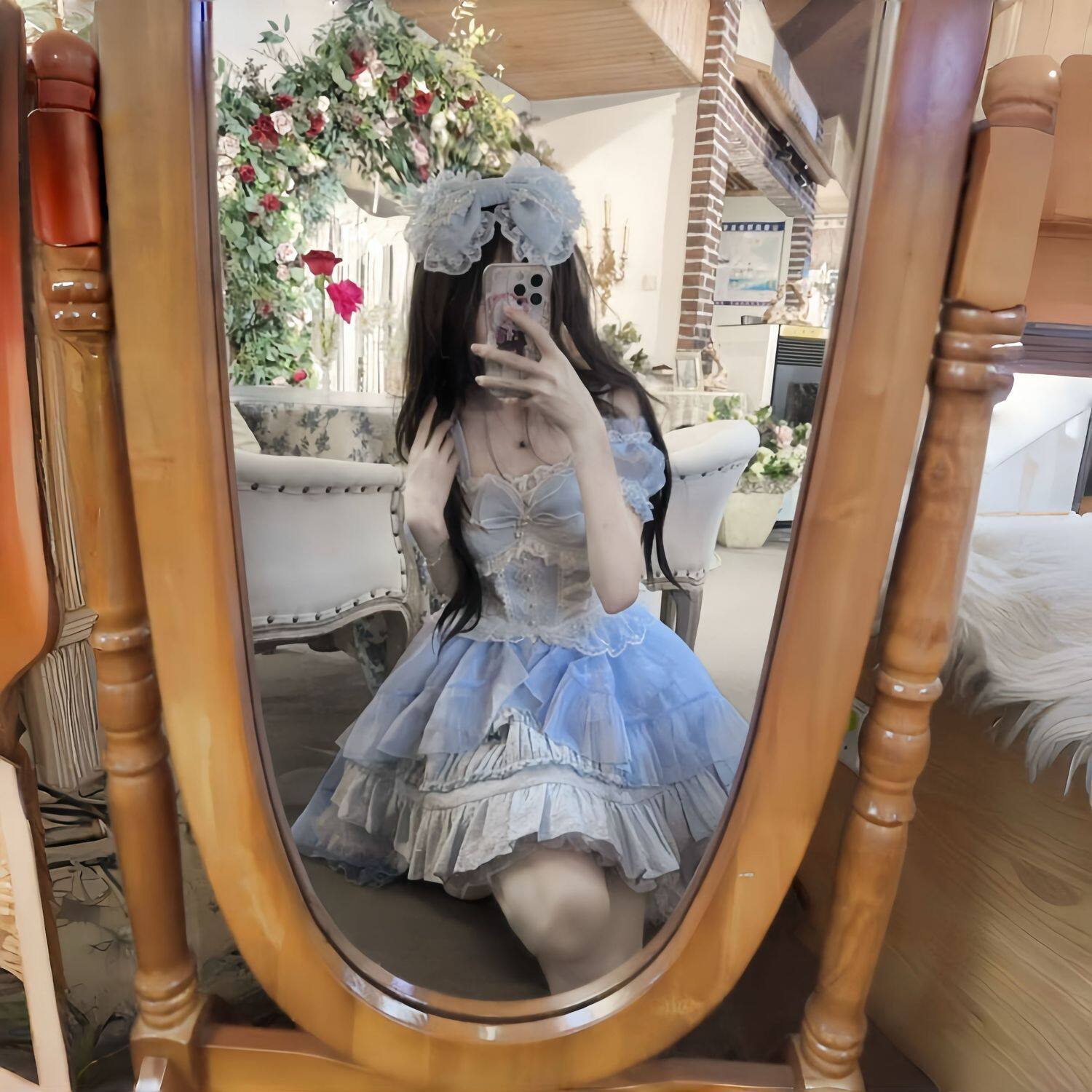 蔷薇物语原创设计洋装jsk夏季新款甜美少女正版洛丽塔吊带连衣裙