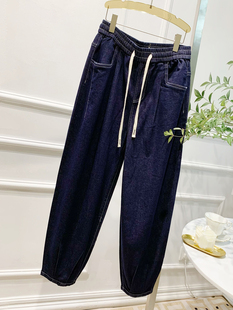 女款 哈伦束脚裤 2022新款 休闲宽松潮韩版 子 小个子罗卜牛仔裤 老爹裤
