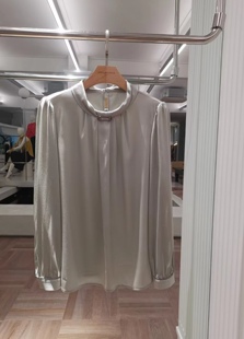 SD10桑蚕丝重磅弹力双乔长袖衬衫 女 2025春秋优雅显气质真丝上衣