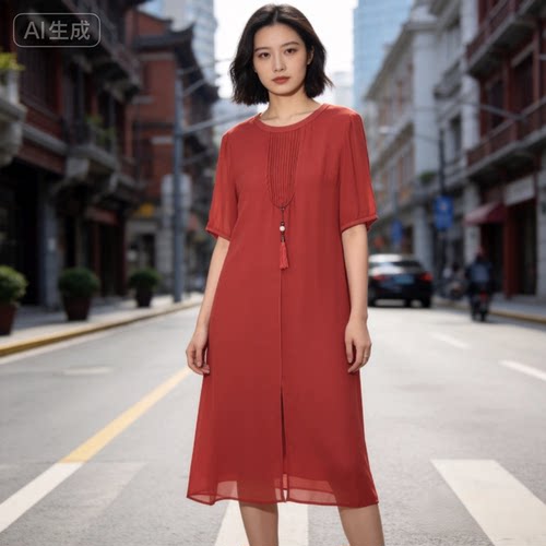 仙仙桑蚕丝重绉加乔其中优雅