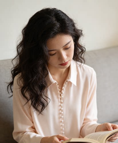 重磅桑蚕丝真丝衬衫女长袖纯色包扣新款轻熟优雅职业气质衬衣yD52