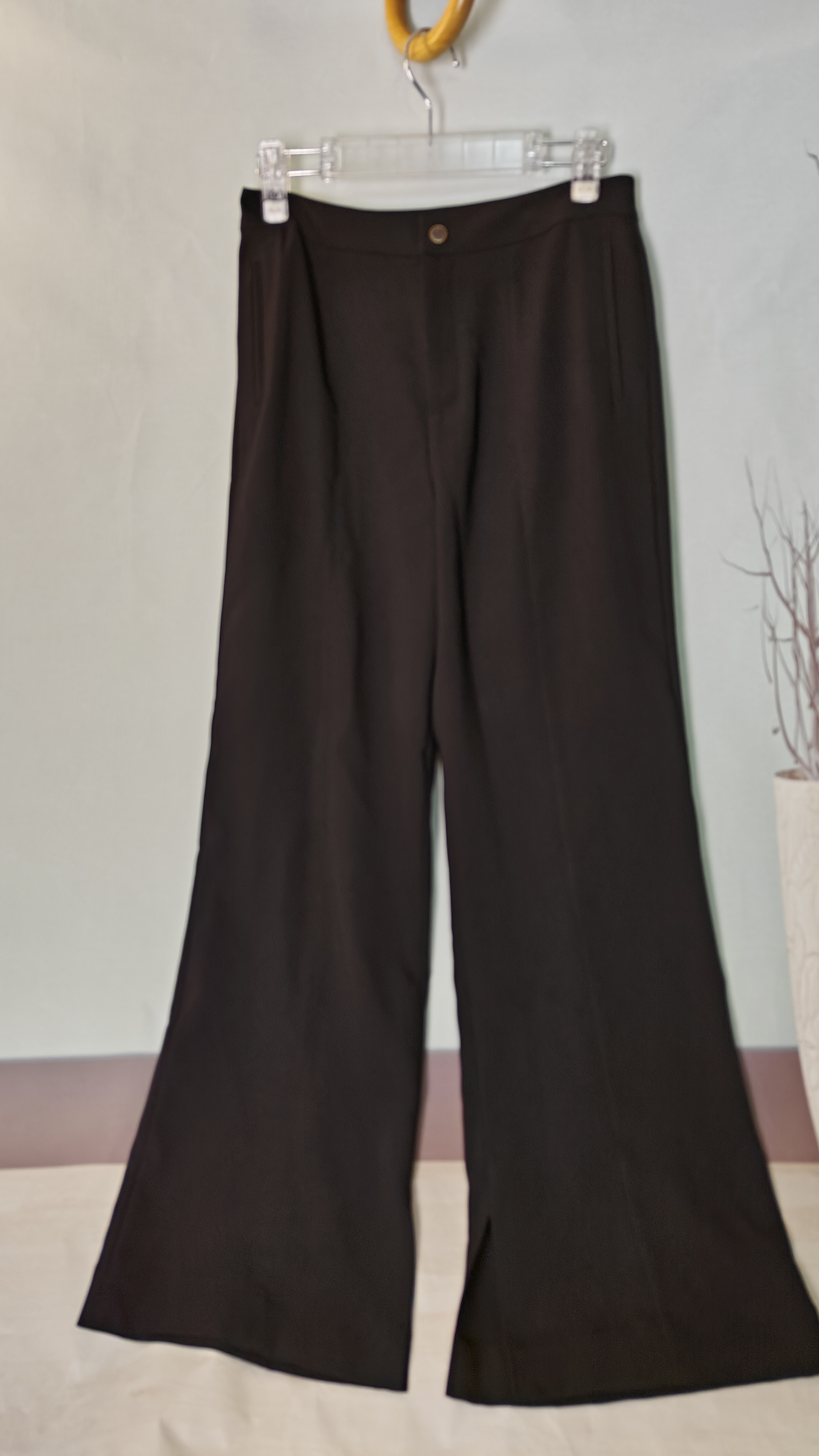 H55黑色通勤微喇开叉西装裤气质显瘦长裤面膜裤女士2025新品样衣