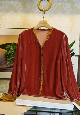 桑蚕丝V领长袖显瘦开衫女春秋