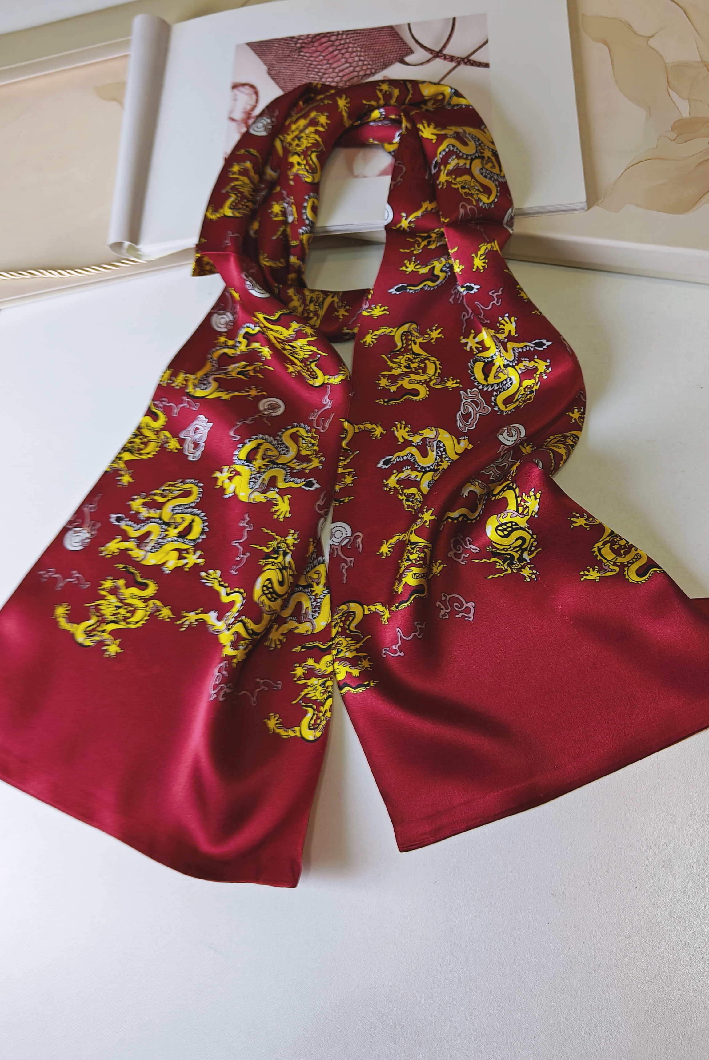 100%桑蚕丝微瑕男士围巾双层真丝丝巾男英伦风中老年围脖秋冬薄款