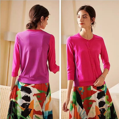 法国单欧美风 日系韩版透气精细软滑柔棉质 七分袖针织开衫~A1488