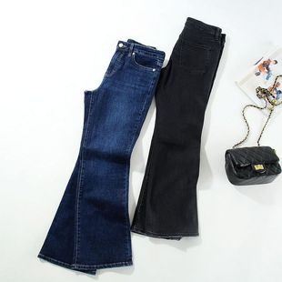 外贸女 棉弹牛仔裤 自留2色 中高腰直筒微喇 A3366 基础款 晓晓
