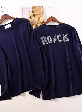 5折 晓欧美风时尚简约精致烫钻100%精细羊毛圆领长袖针织衫A2705